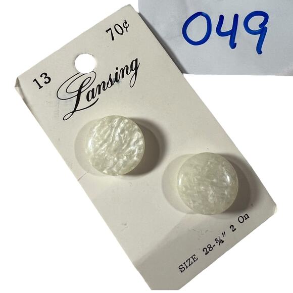 Vintage Lansing Pearlescent White Shank Buttons Set of 2 Size 28 - Picture 4 of 4